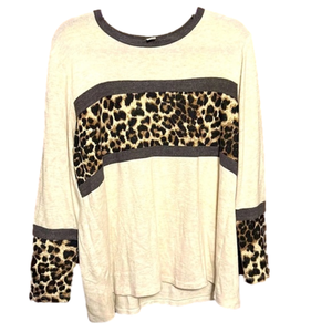 CY Fashion Medium Soft Leopard Stripe Sweater Blouse